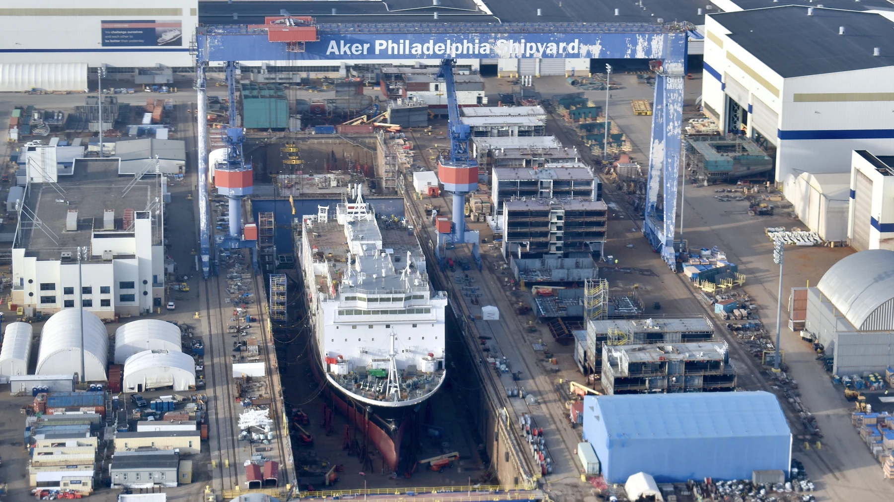 A new vessel being assembled at Philly Shipyard